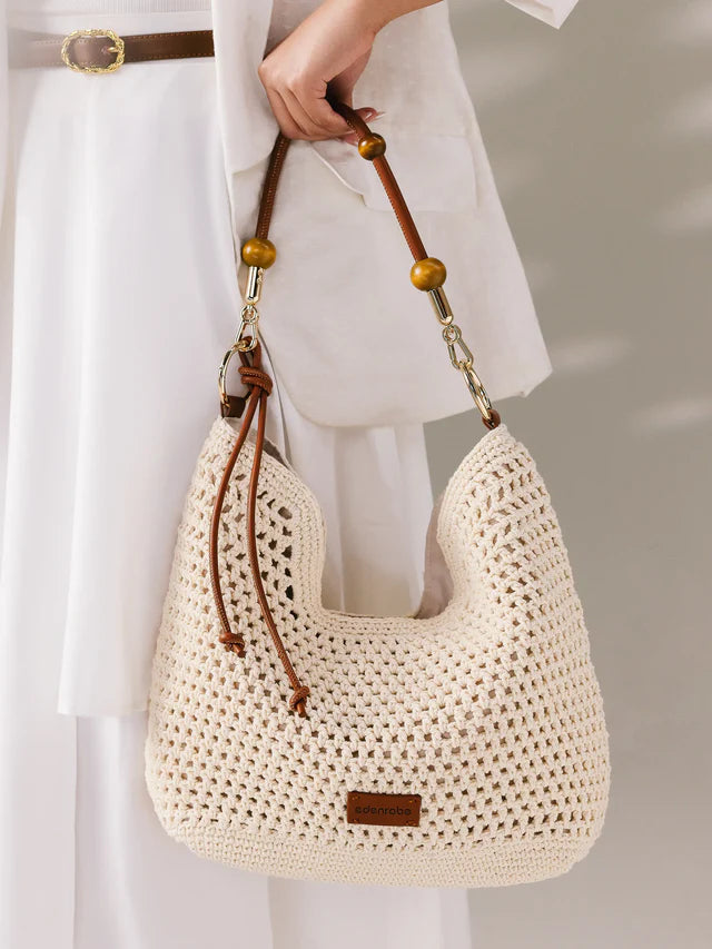 Off White Crochet Tote Bag - EAWHB5-012